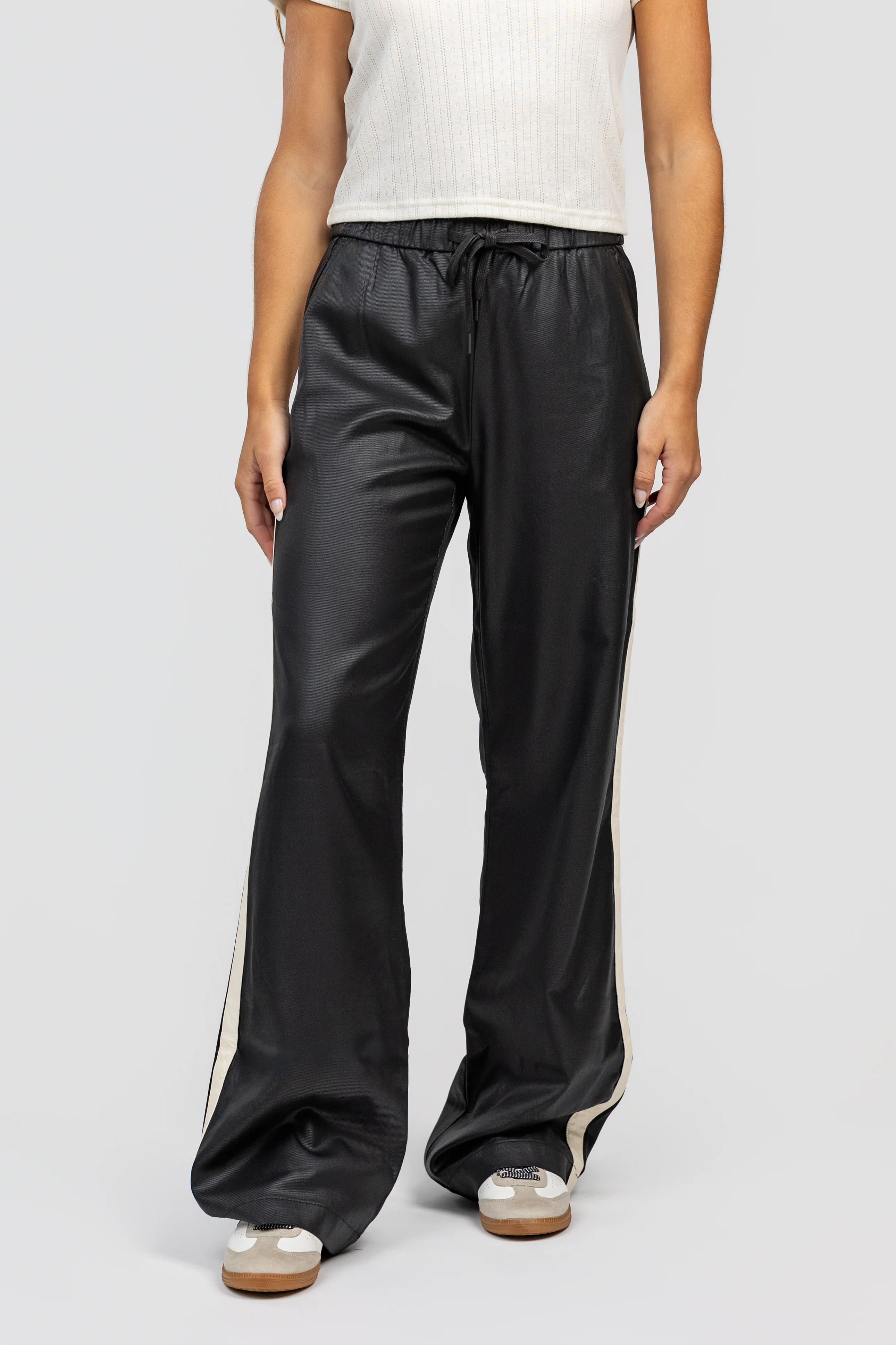 Black Coated Track Pant