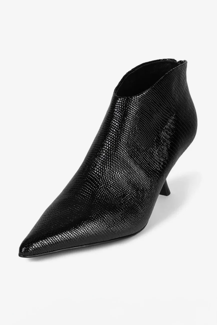 Black Hooked Low Ankle Boot