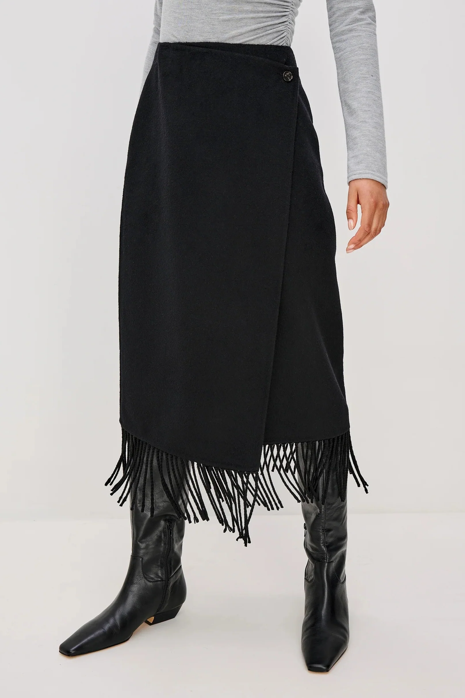 Black Odette Midi Skirt