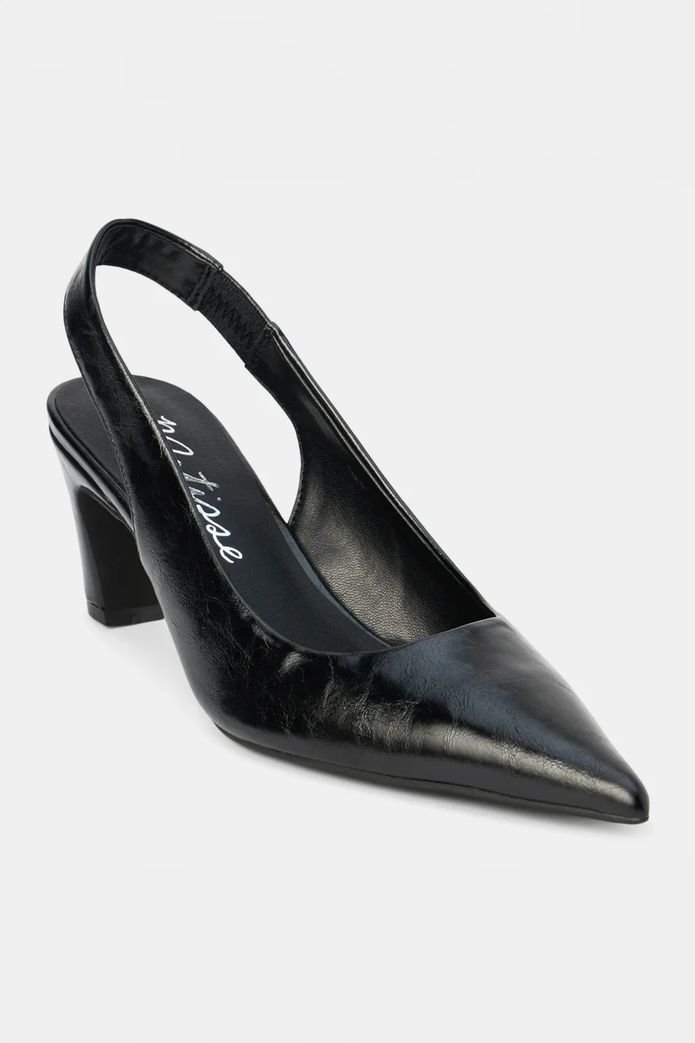 Black Pointed Toe Sling Back Pumps