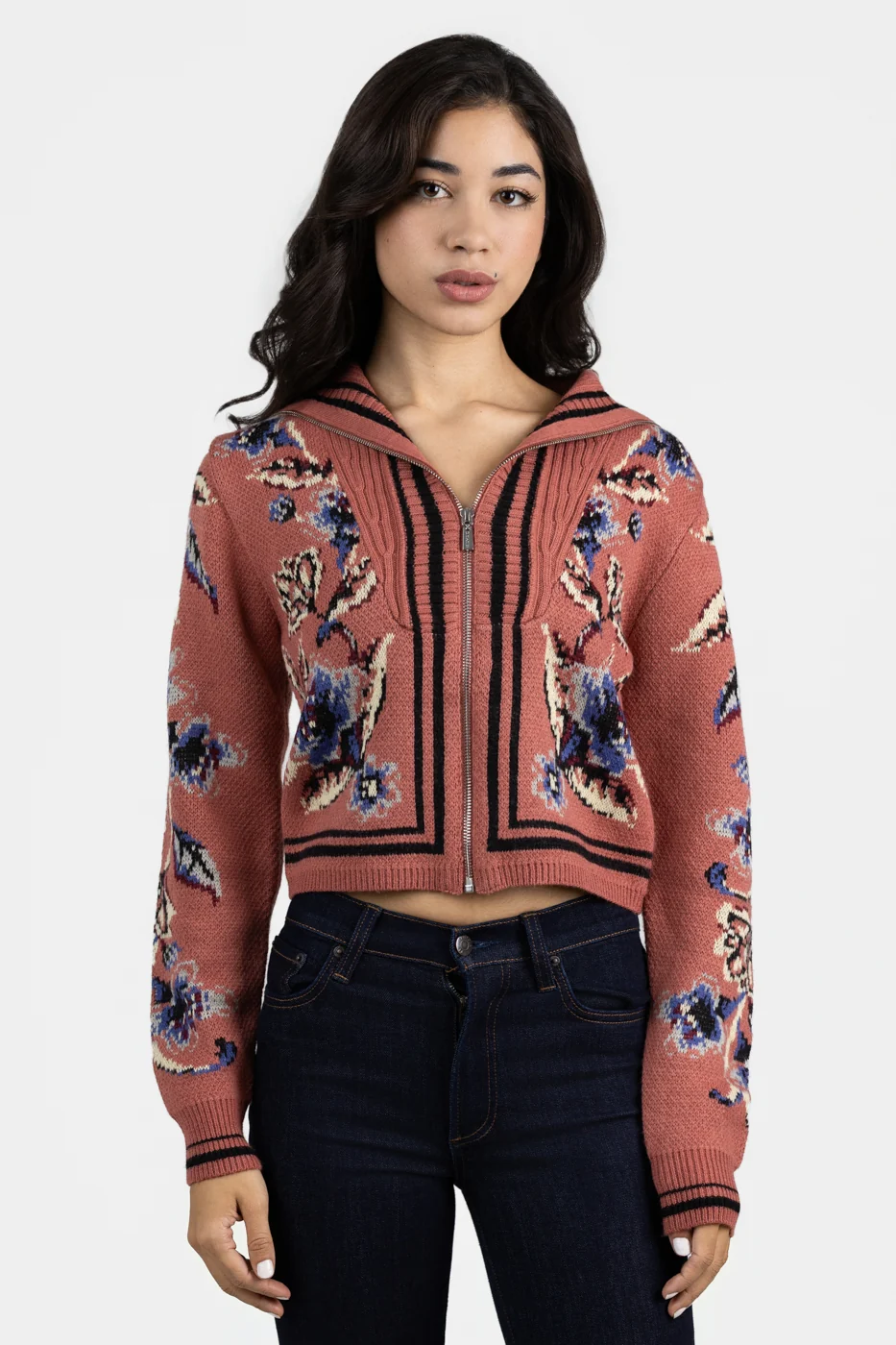 Blush Pink Floral Beauty Tapestry Cardigan