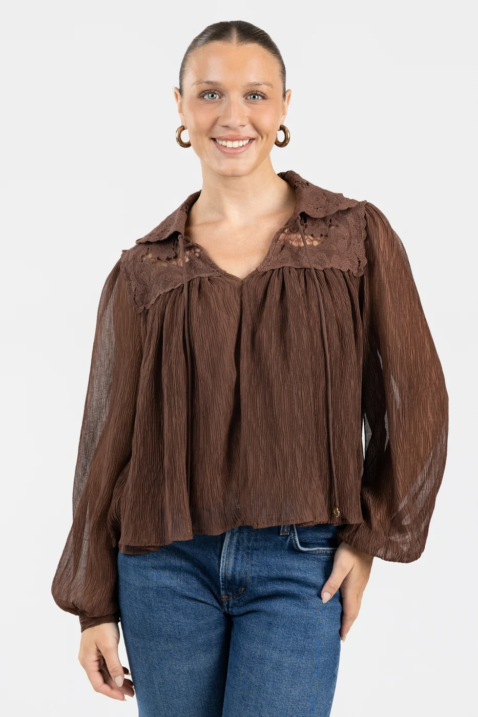 Brown Relaxed Fit Blouse