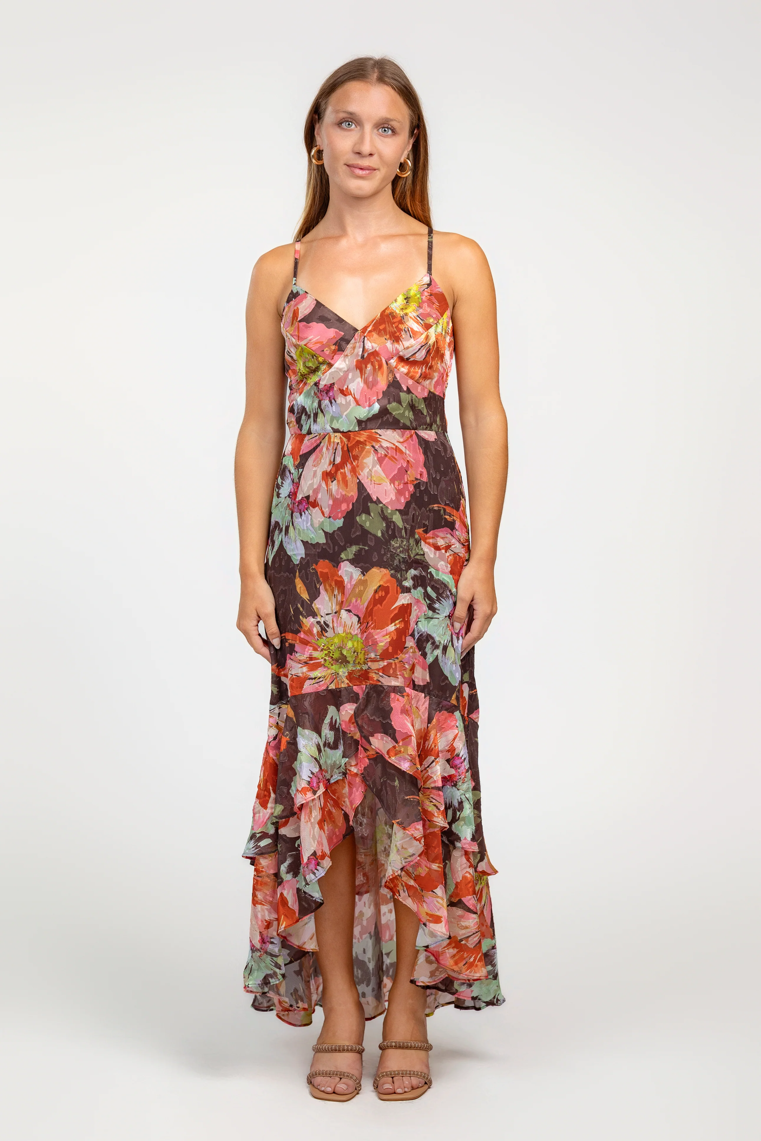 Brown Vintage Floral Royce Dress