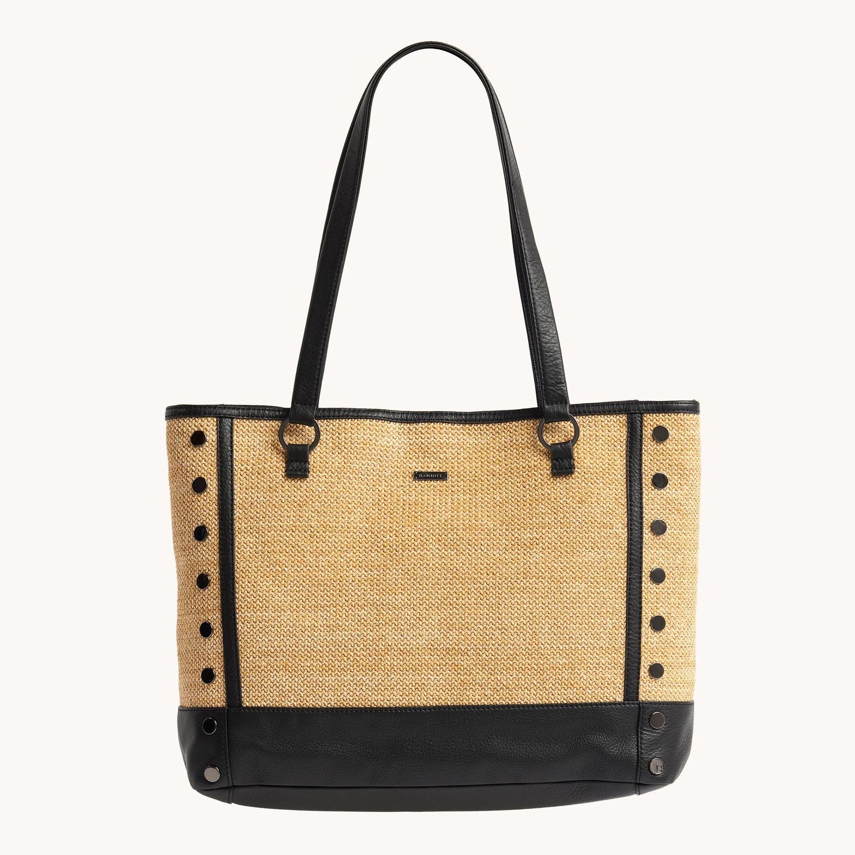 Chaparral Raffia Black Leather Gunmetal Andersen Revival Tote