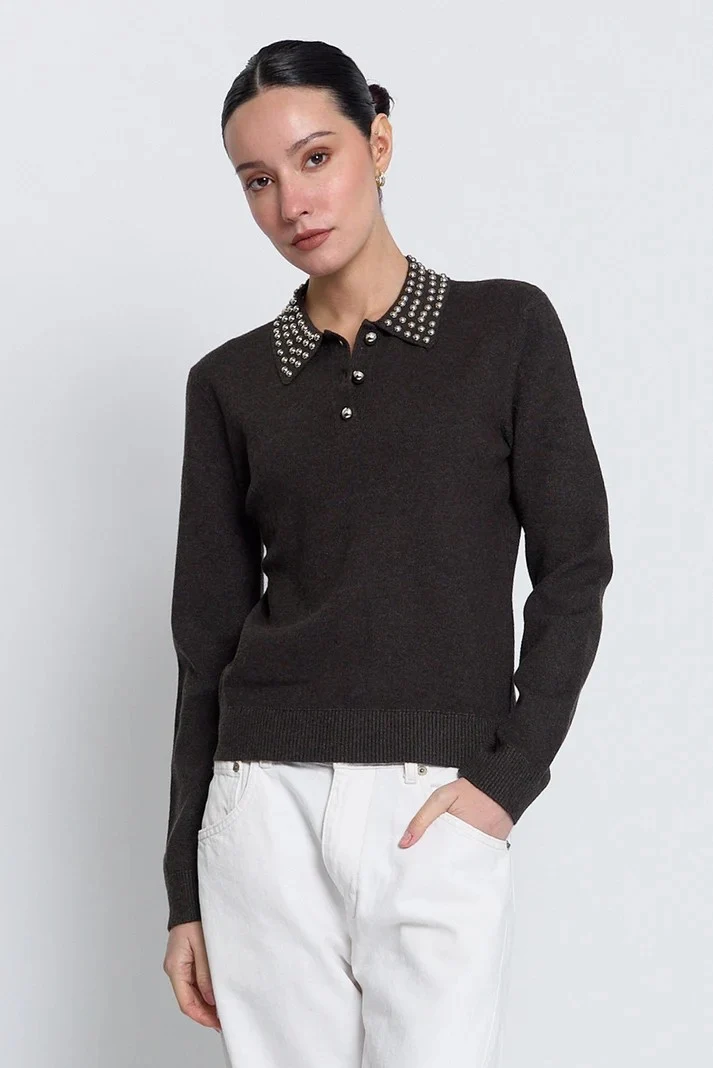 Charcoal Felix Polo Sweater