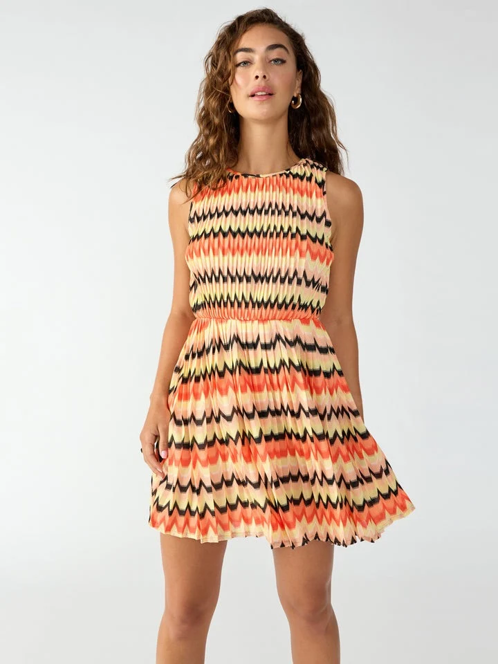 Citrus Stripe Sleeveless Crochet Mini Dress