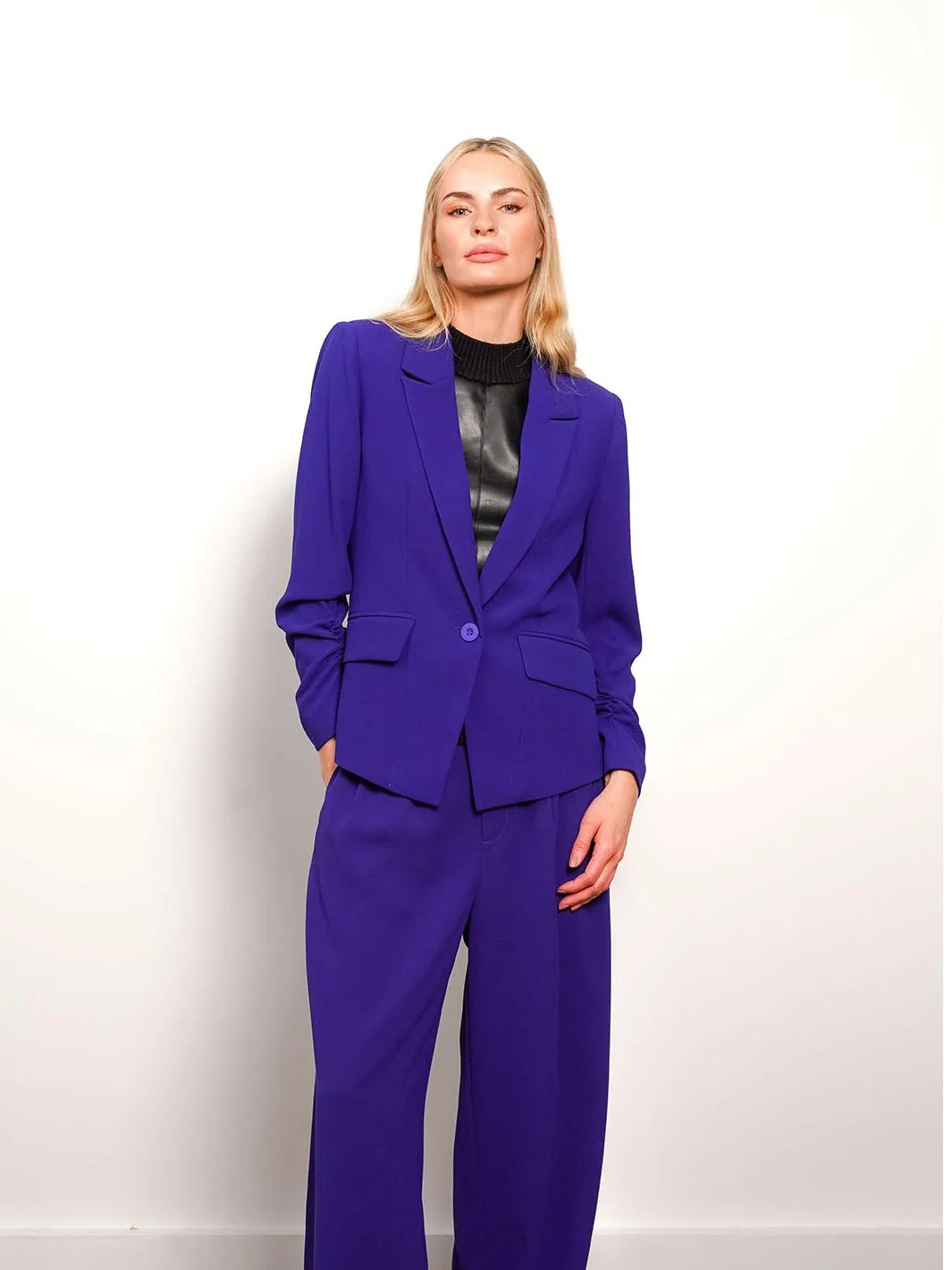 Cobalt Scrunch Sleeve Mason Blazer