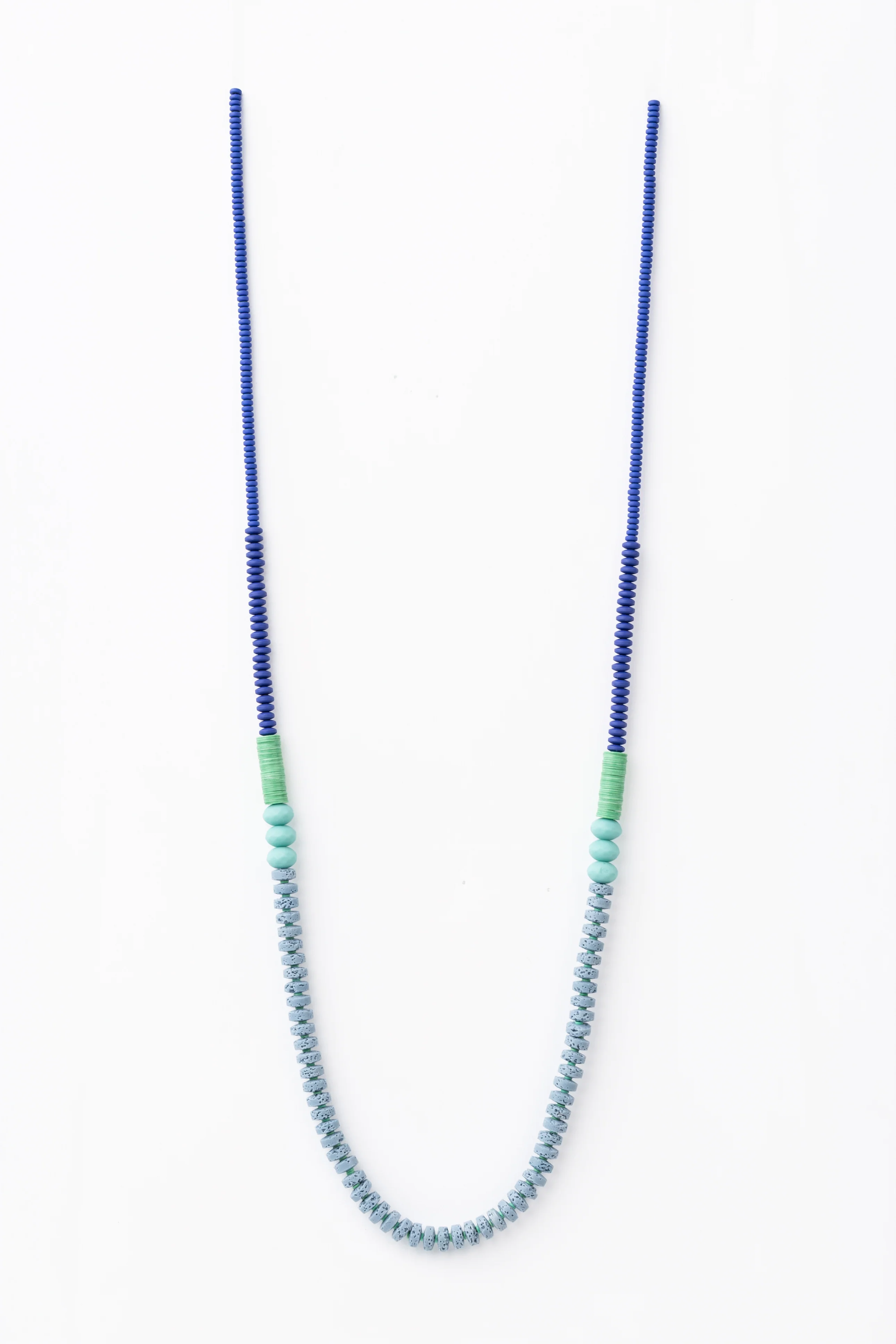 Cobalt And Lava Bead Long Necklace
