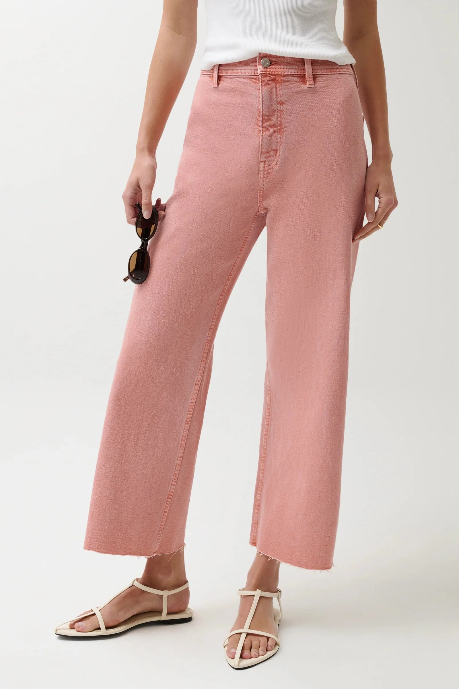 Coral Rose Wide Leg Crop Penny Jean