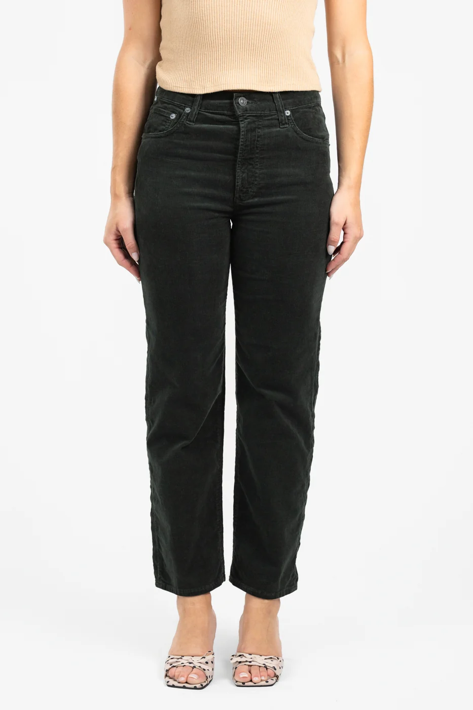Dark Green Palma Straight Corduroy Pant