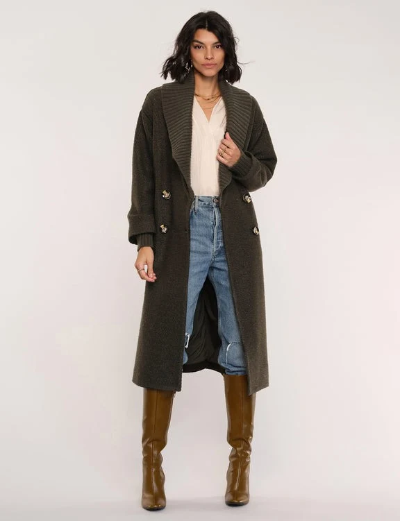 Dark Olive Shawl Collar Laria Coat