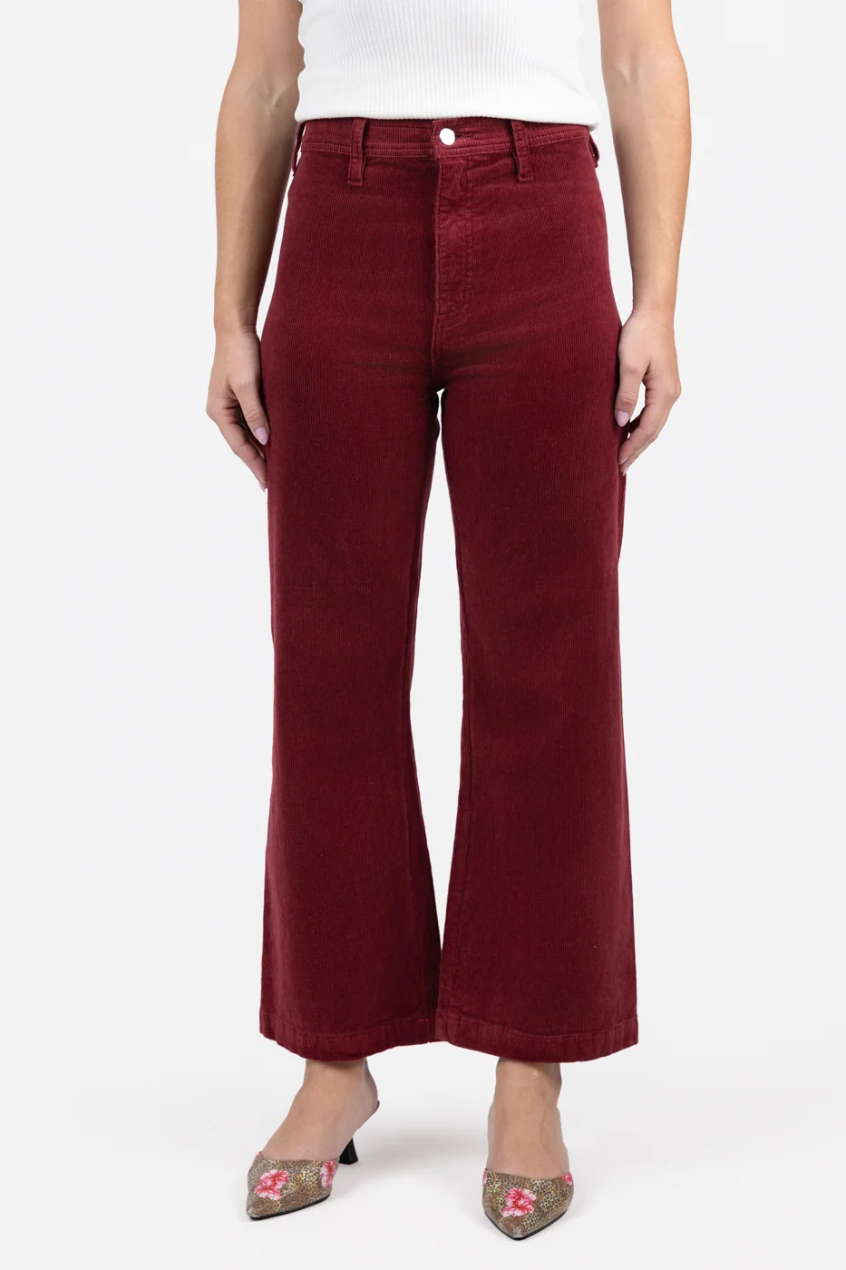 Deep Crimson Wide Leg Crop Penny Jean
