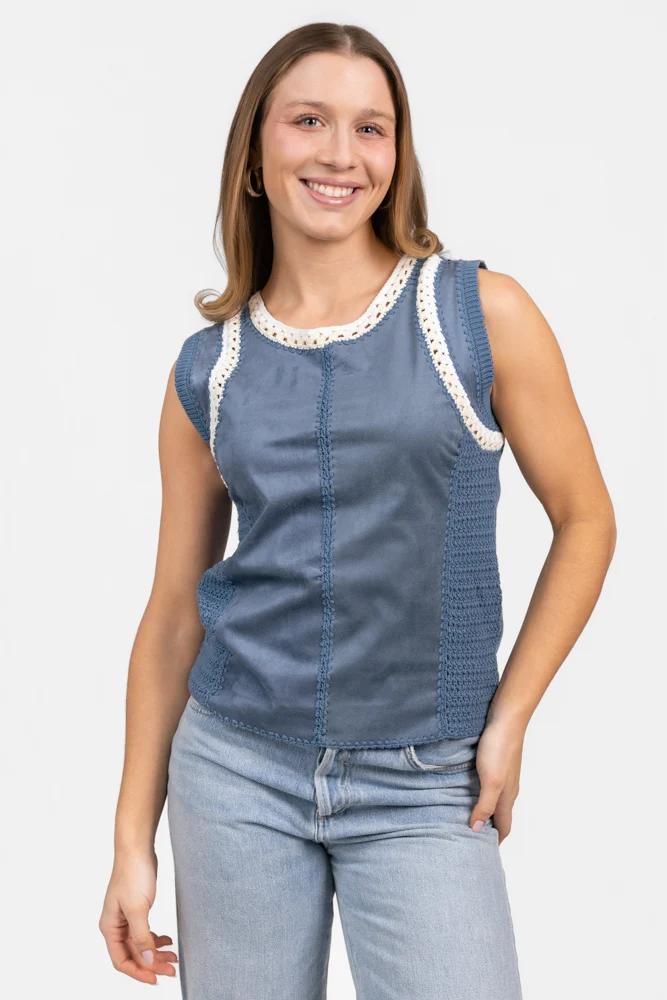 Denim Blue Suede Daph Top