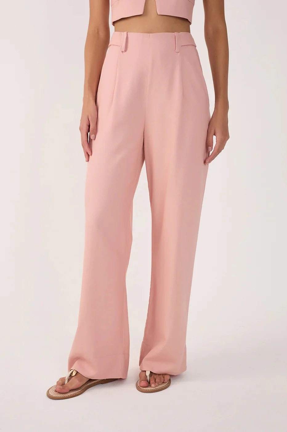 Dusty Pink Pleated Wide Leg Pant