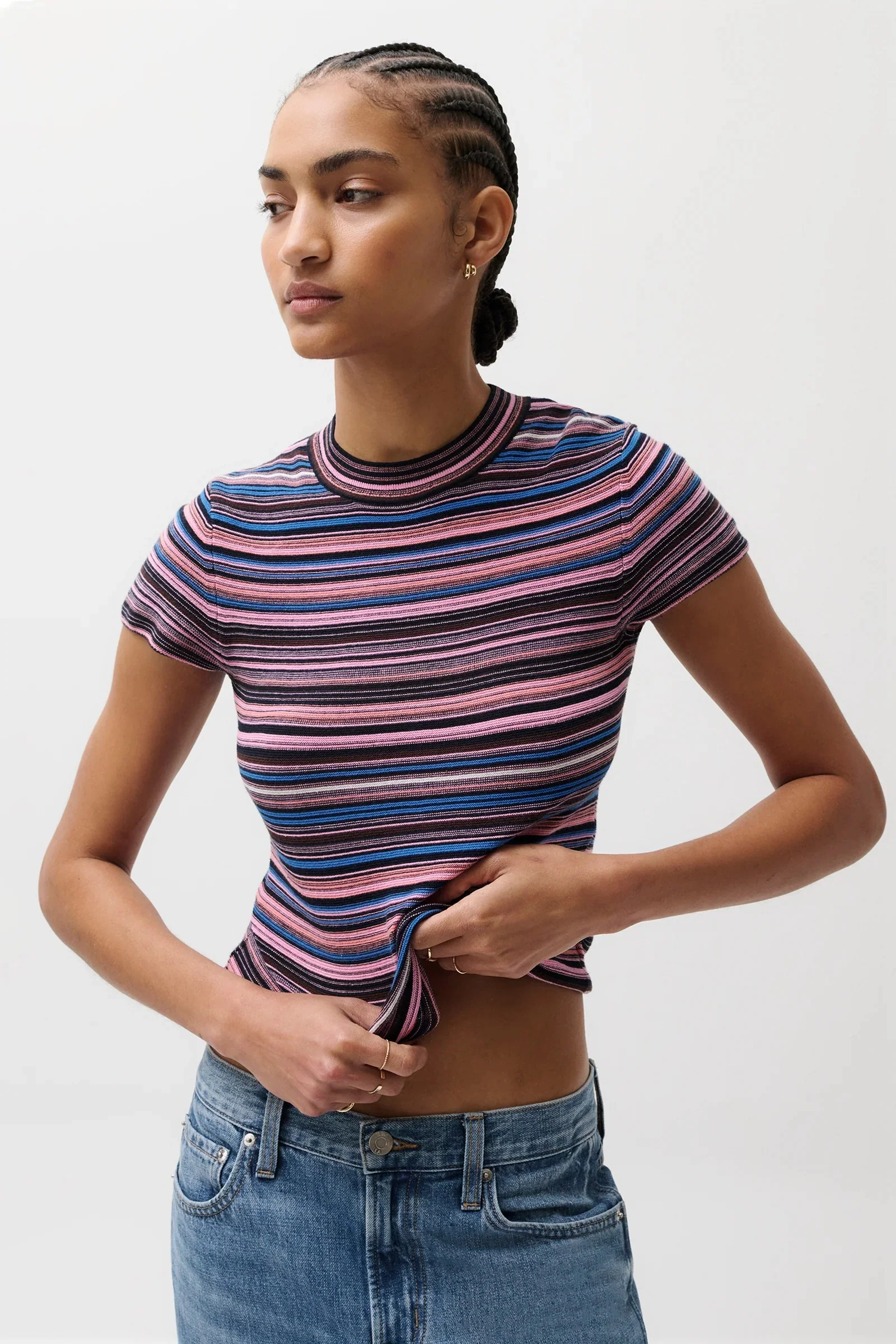 Egyptian Blue Multi Stripe Selene Sweater Tee