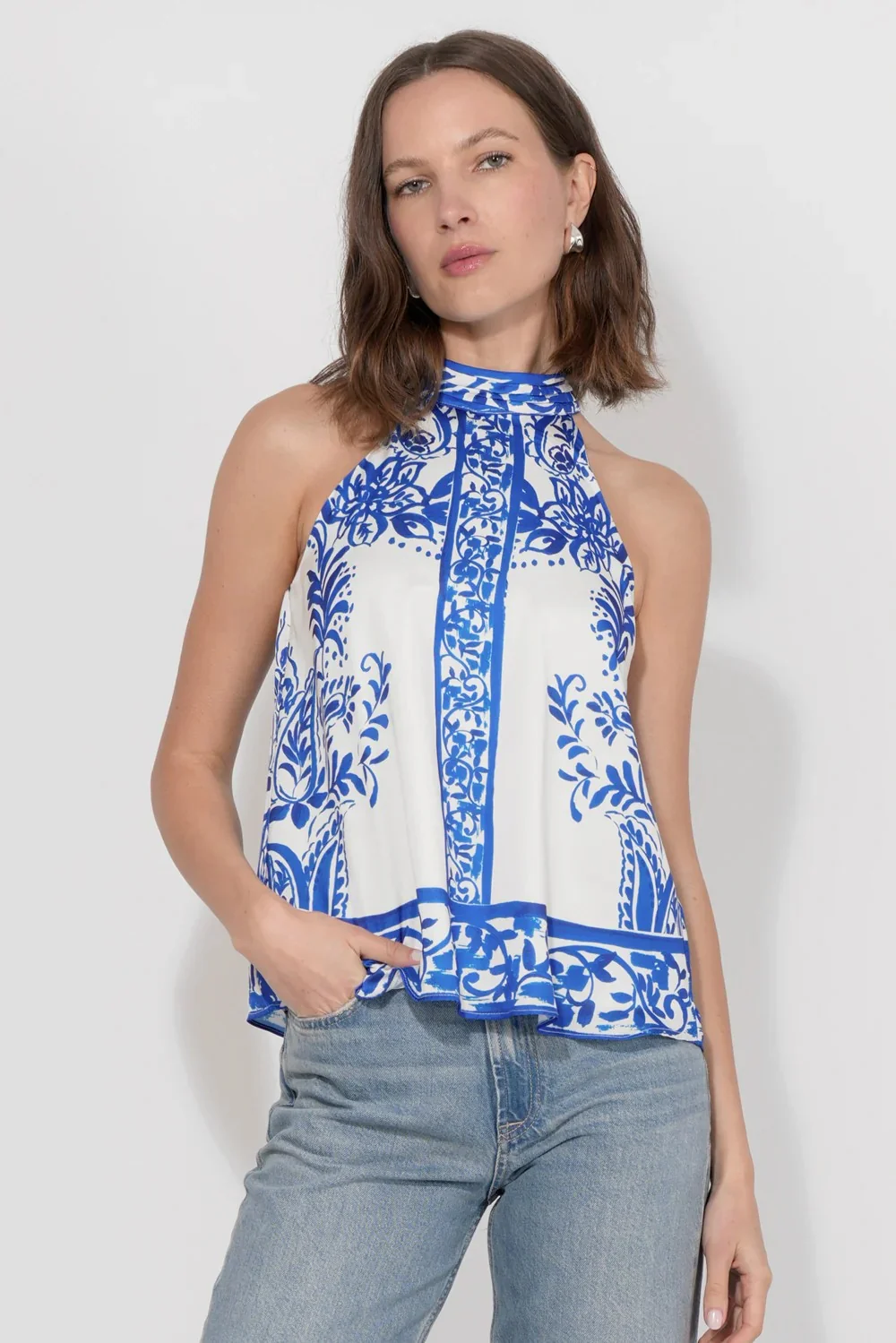 Electric Blue Halter Neck Logan Top