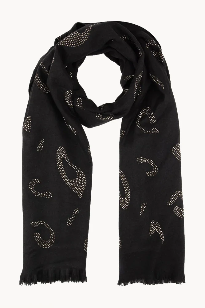 Elite Black Leopard Diamante Winter Scarf