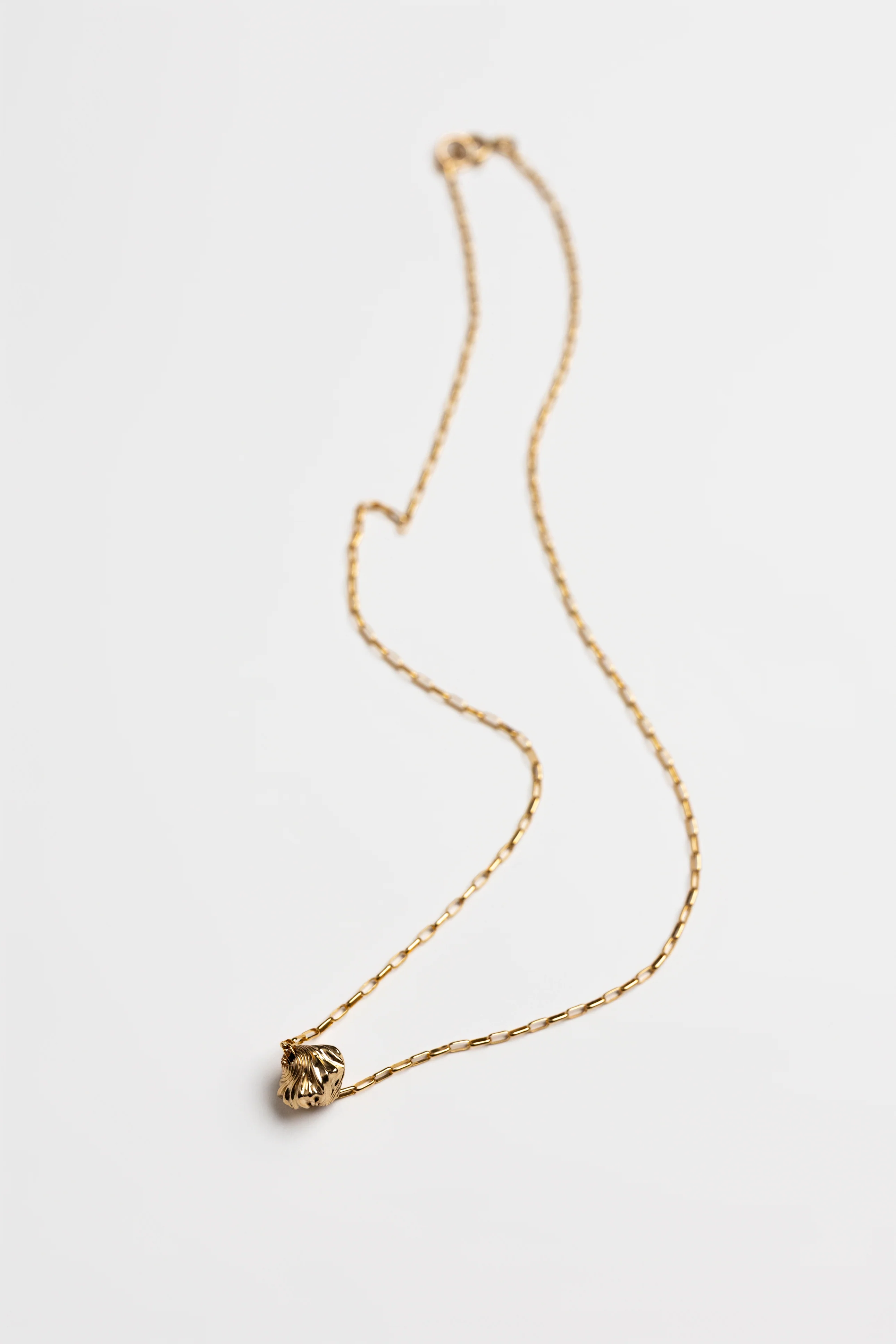 Gold Filled Garlic Nugget Accent Paperclip Necklace