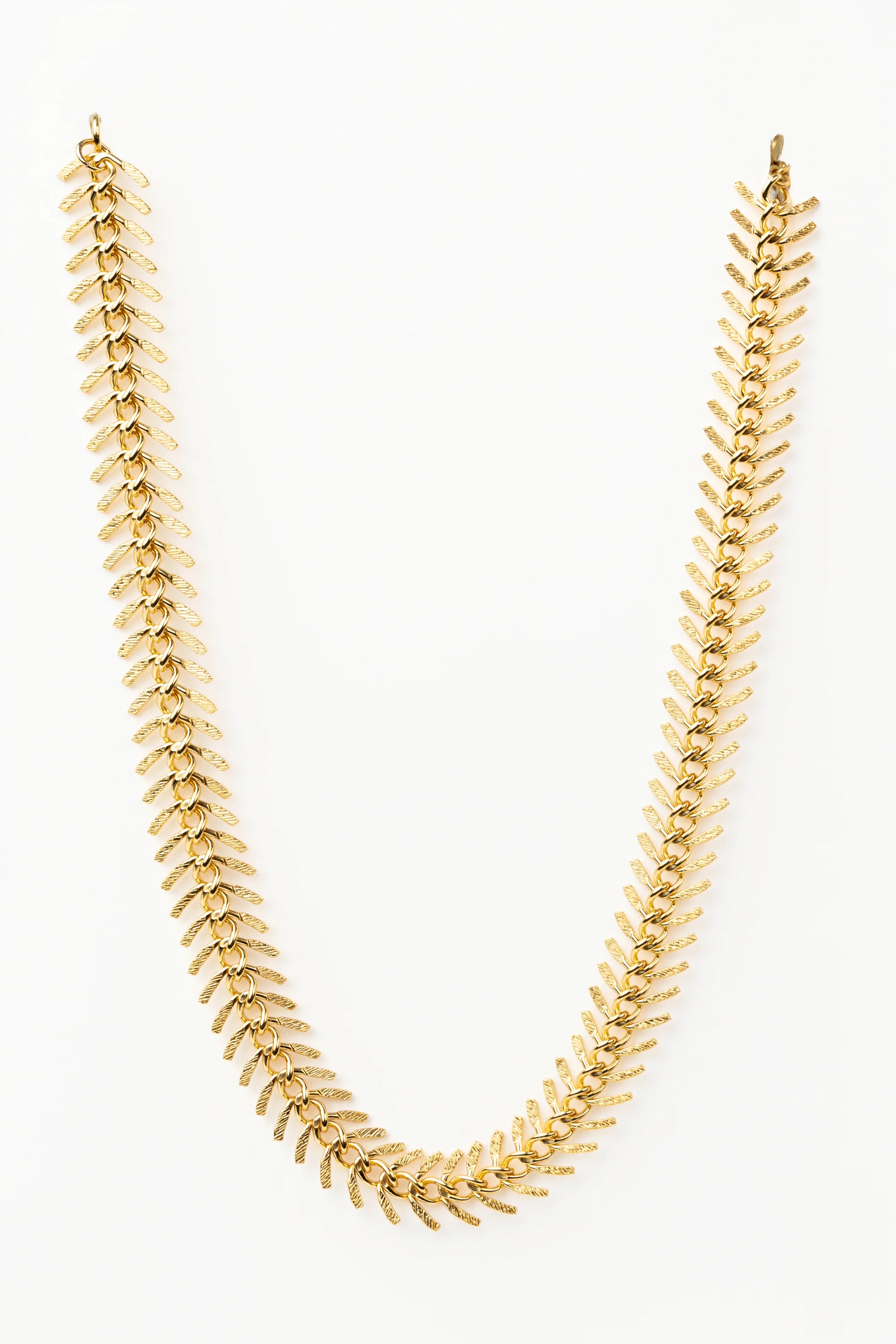 Gold Fish Bone Chain Necklace
