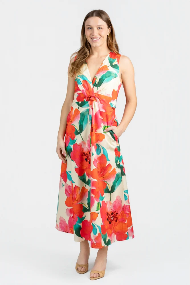 Ivory Coral Bloom Bates Dress