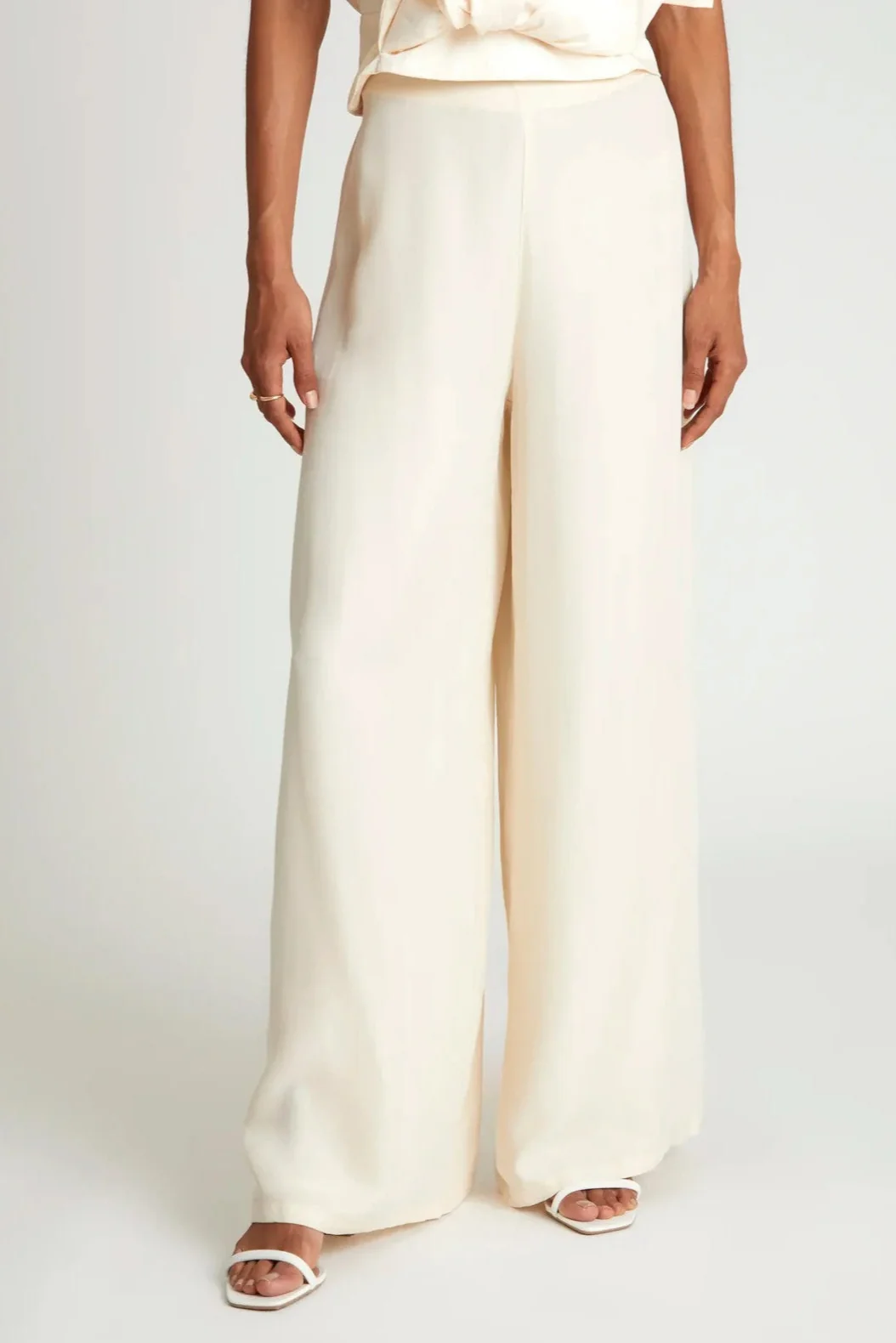 Ivory High Waist Wide Leg Pant