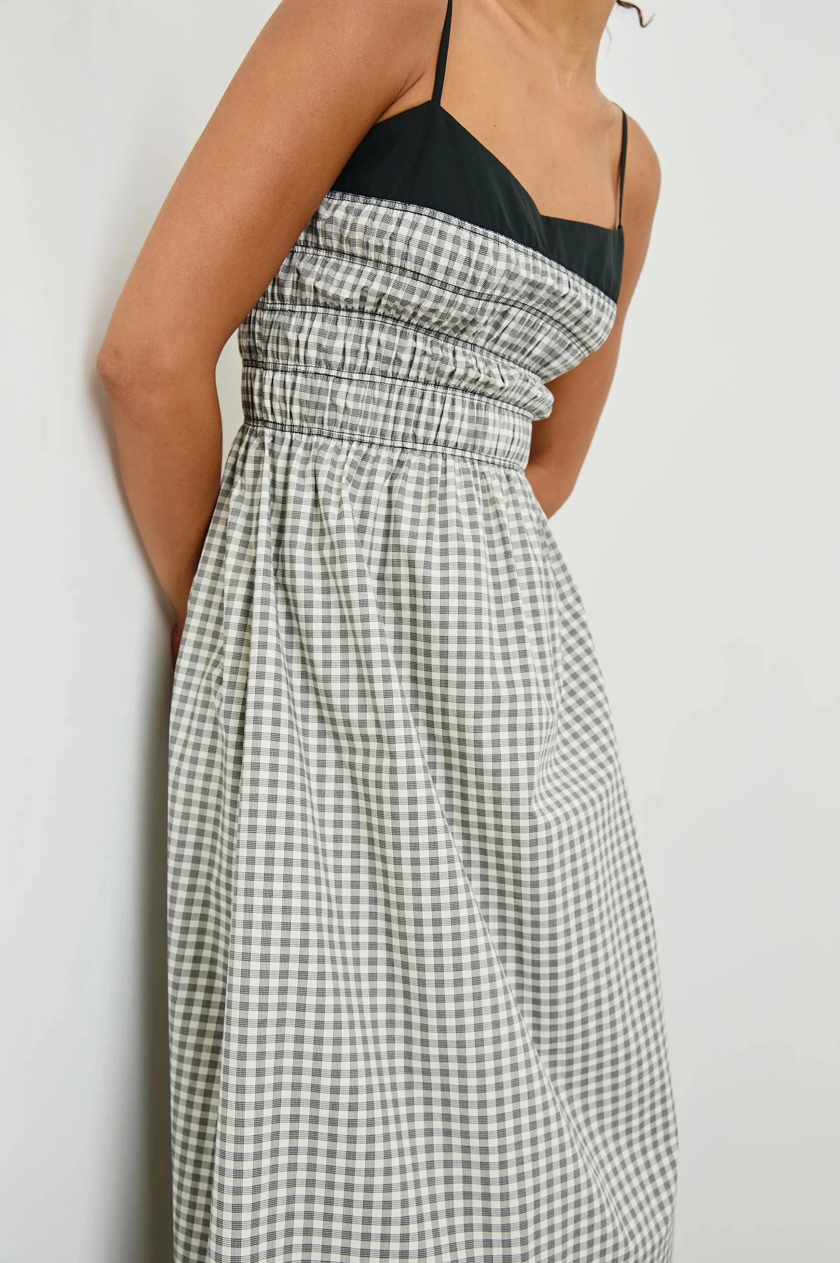 Ivory Jet Gingham Primrose Midi Dress - Image 3