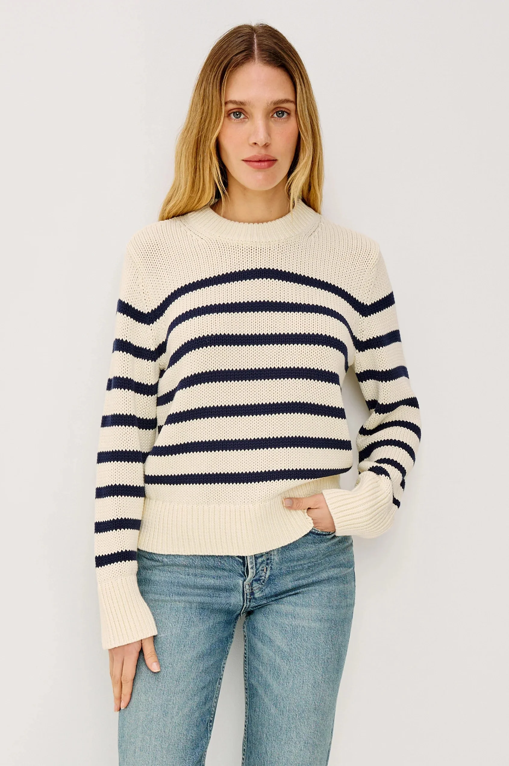 Ivory Navy Stripe Alise Sweater