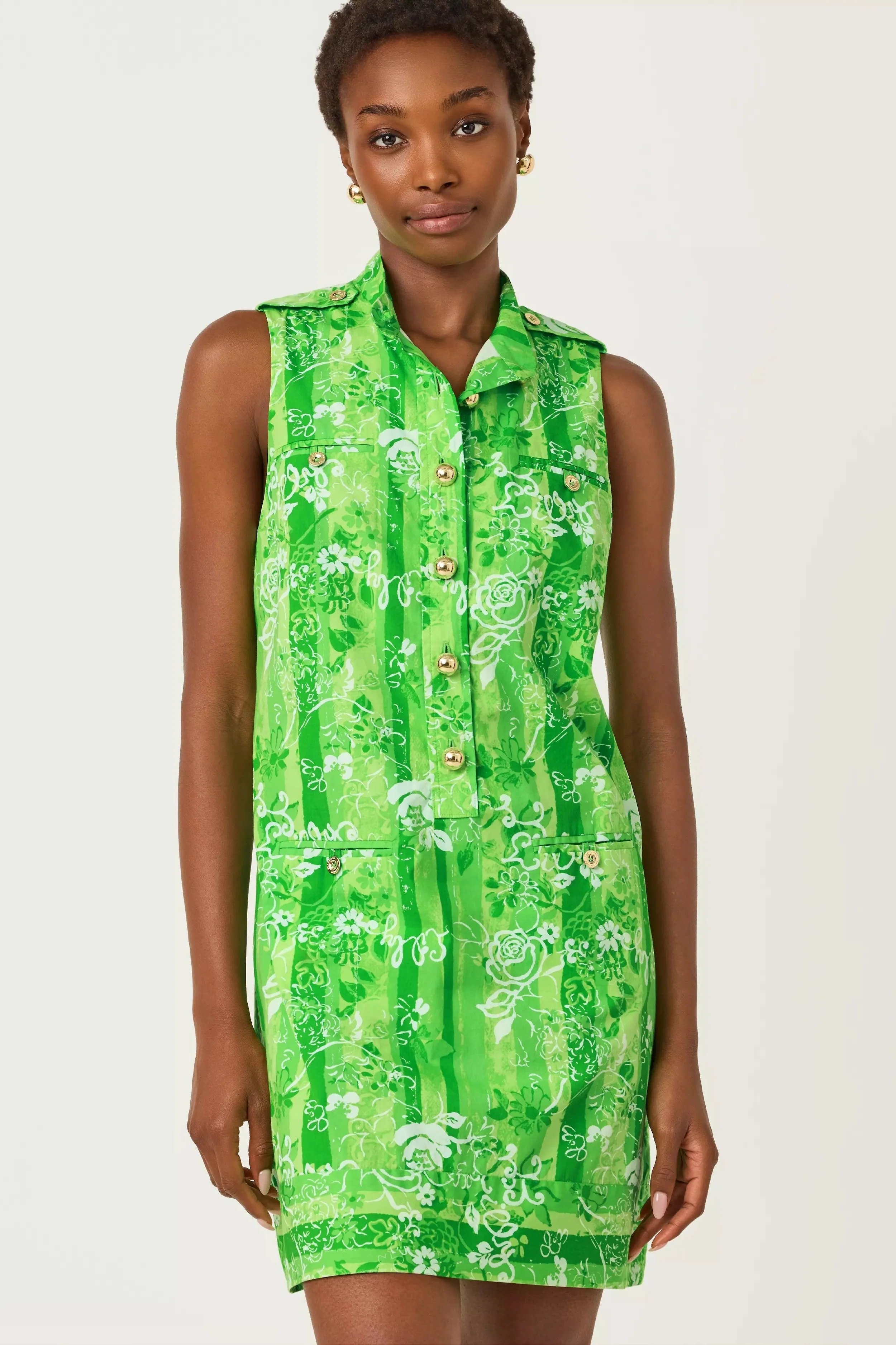 Jackfruit Green Roseys Petals Zorella Shift Dress