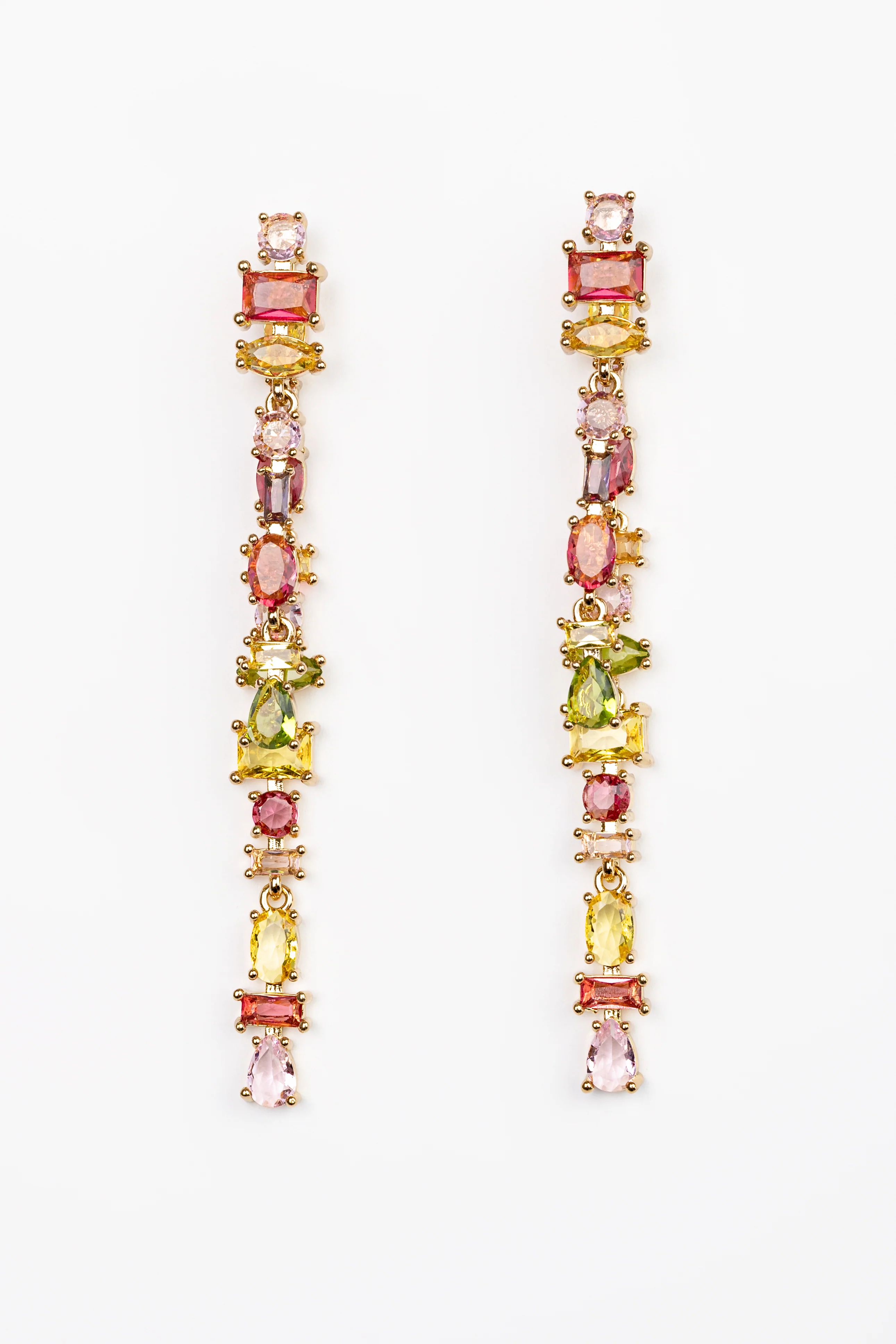 Jewel Toned Crystal Drop Earrings
