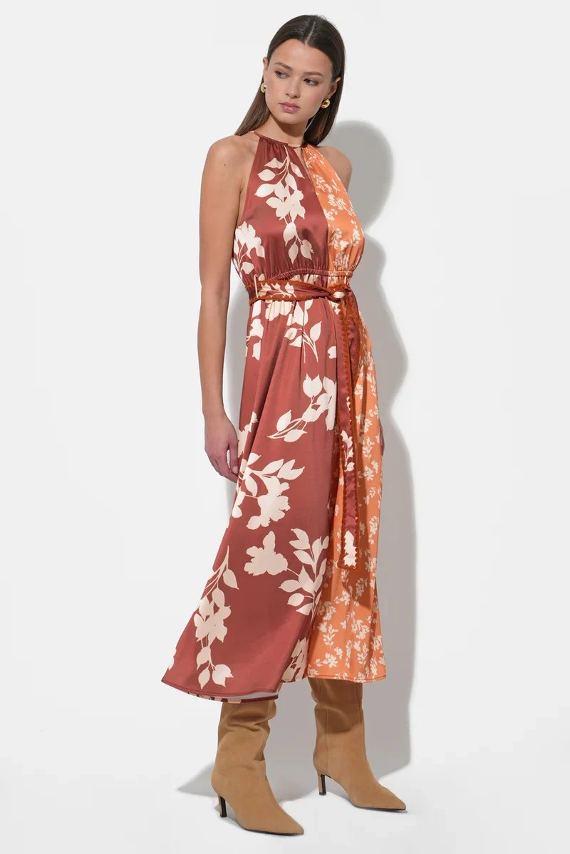 Marigold Brown Sandi Midi Dress