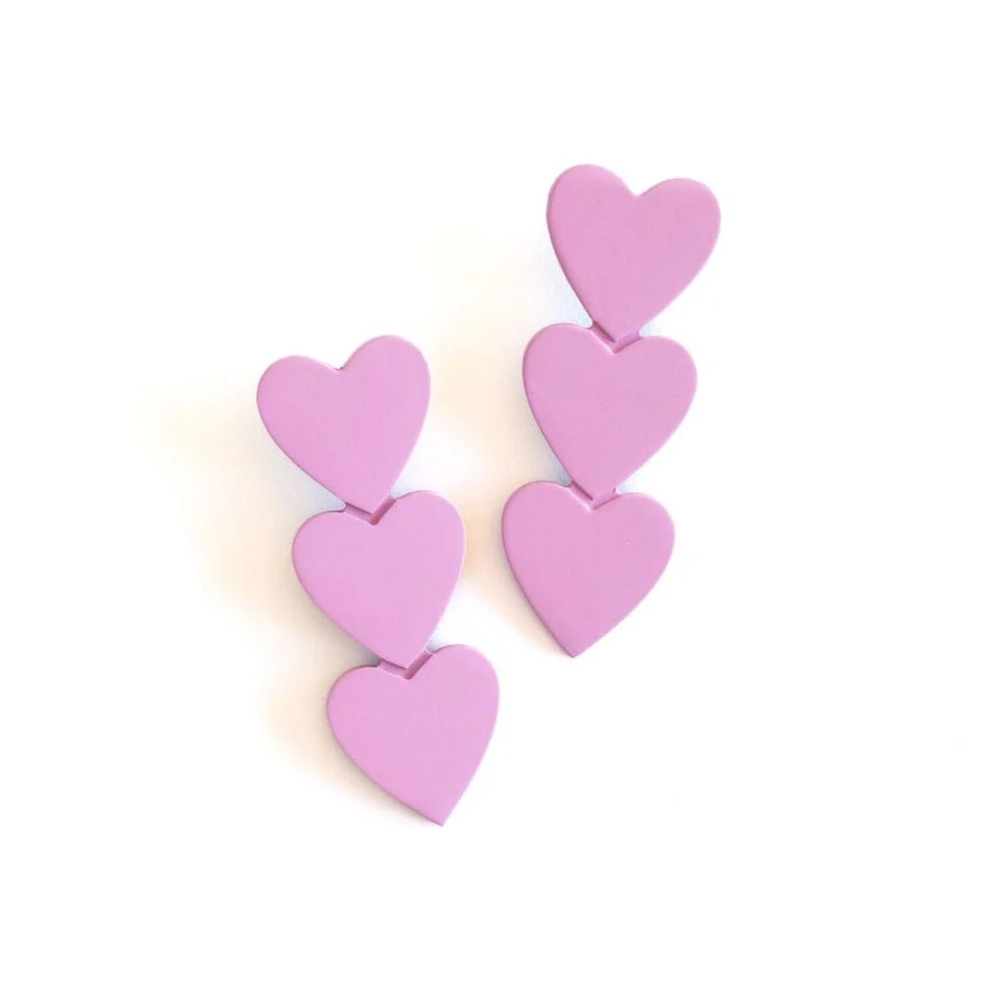 Matte Pink Heart Earrings