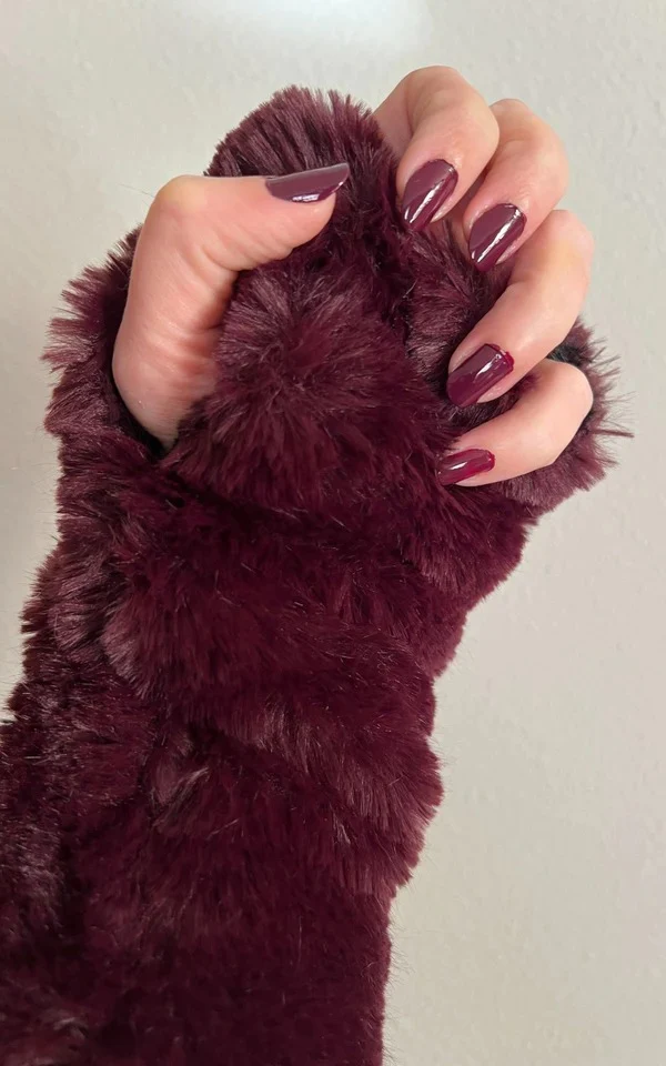 Merlot Reversible Fingerless Gloves