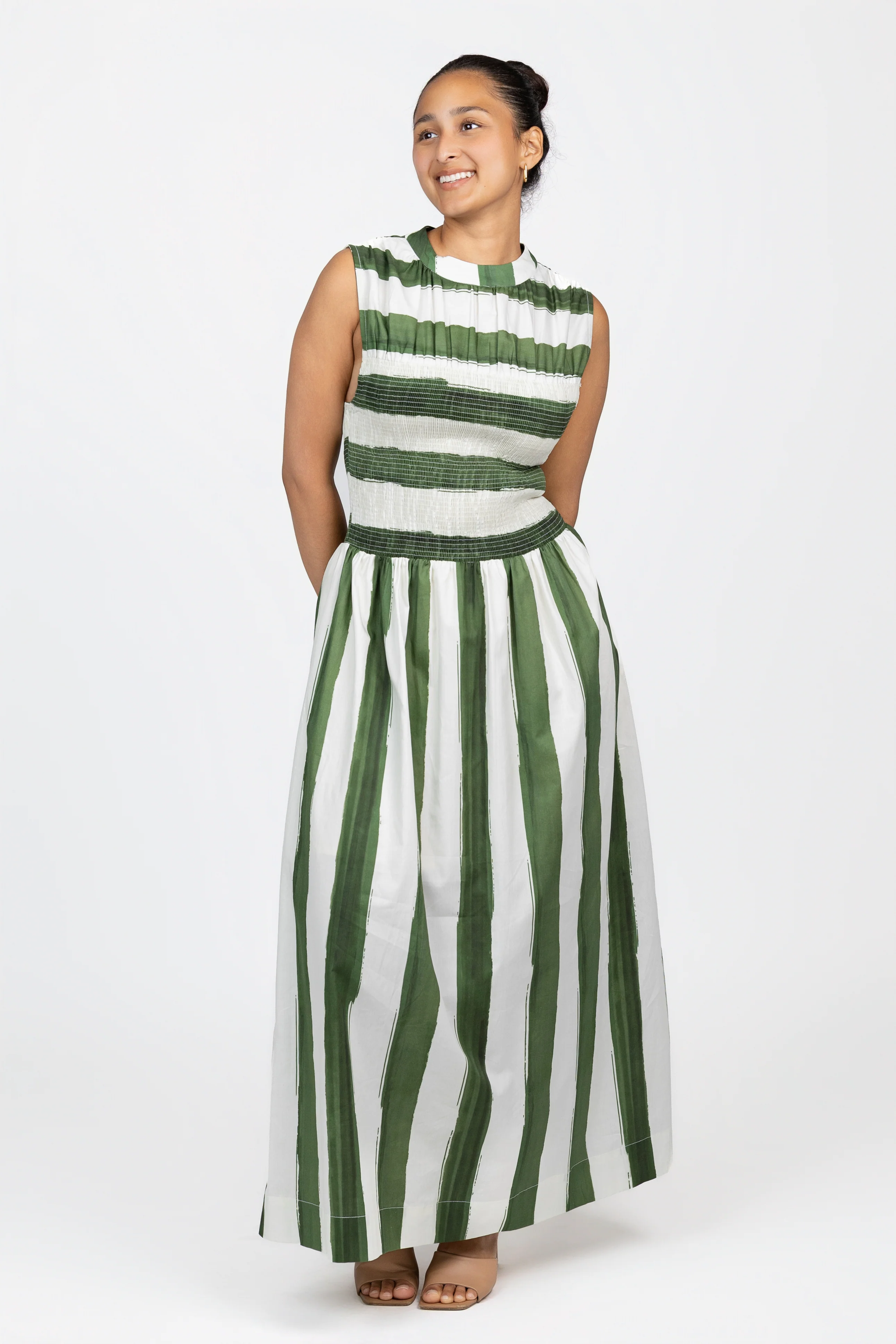 Nature Green Stripe Maxi Dress