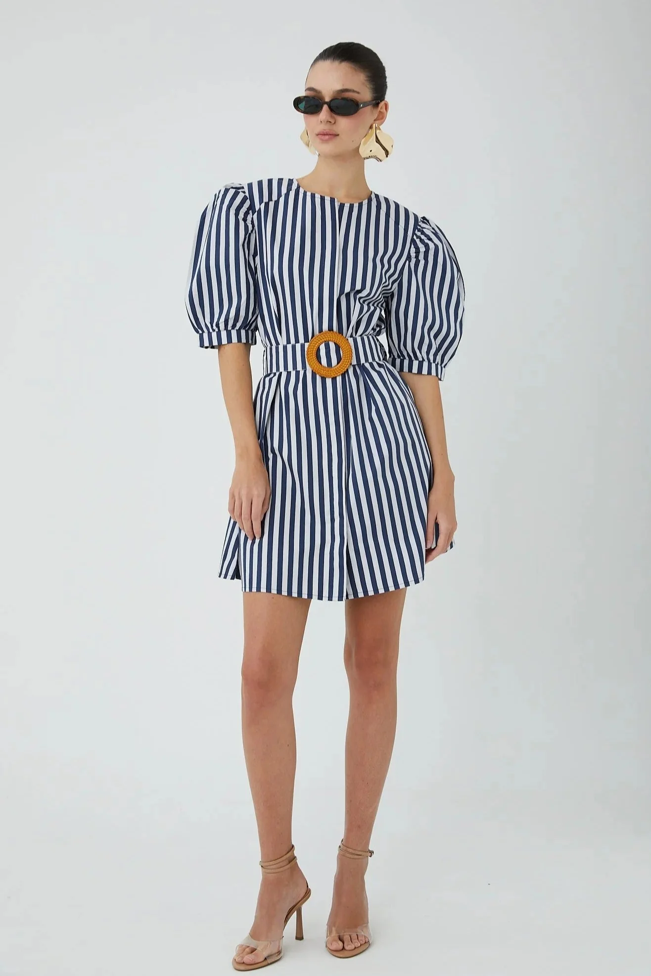 Nautical Stripe Puff Sleeve Dion Dress