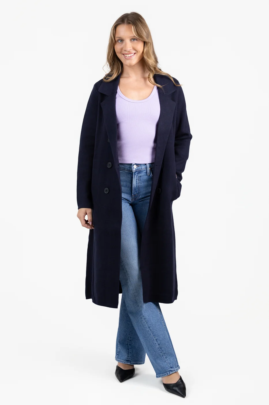 Navy Blue Knitted Coat