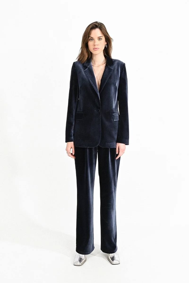 Navy Blue Velvet Blazer