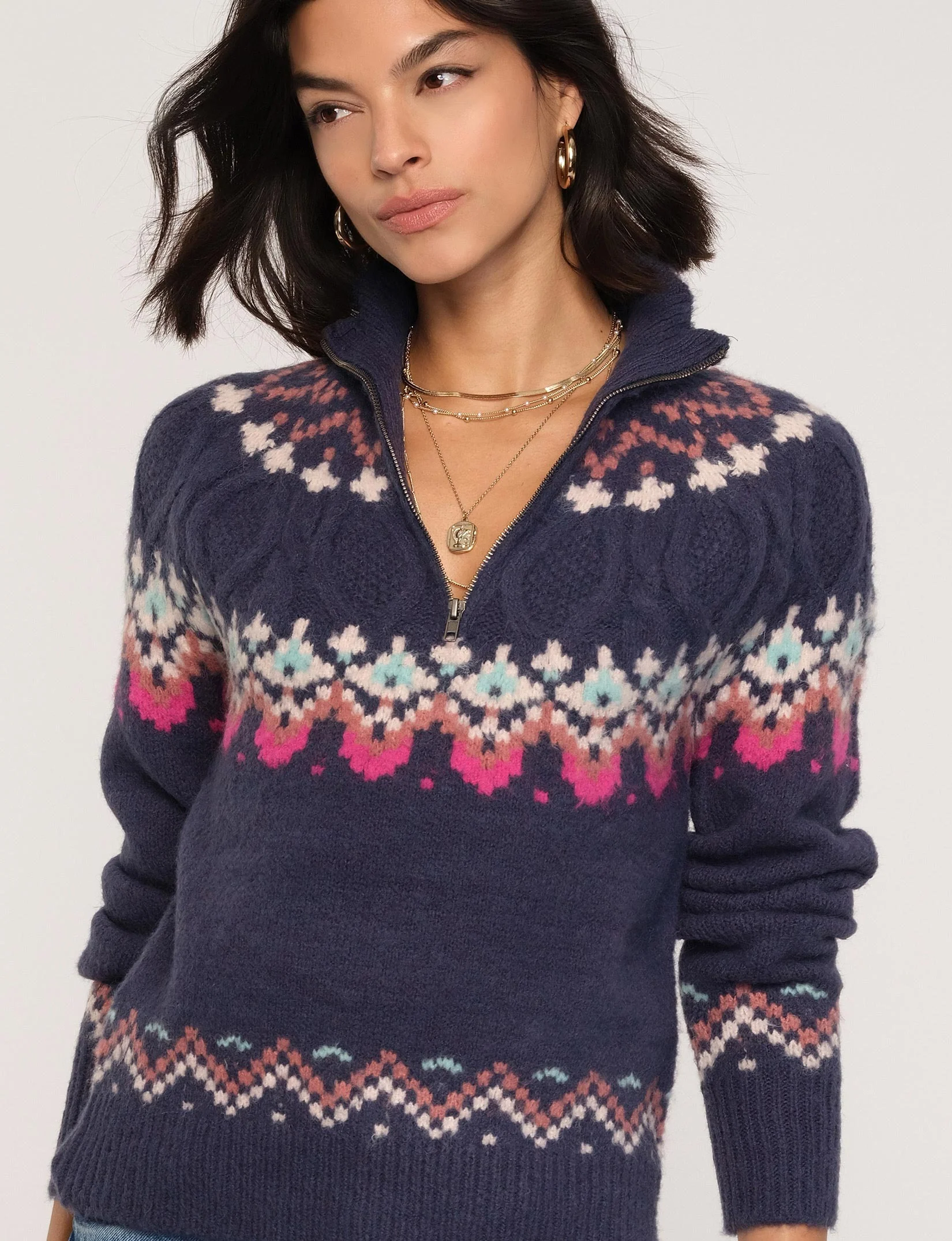 Navy Fair Isle Knit Libby Sweater
