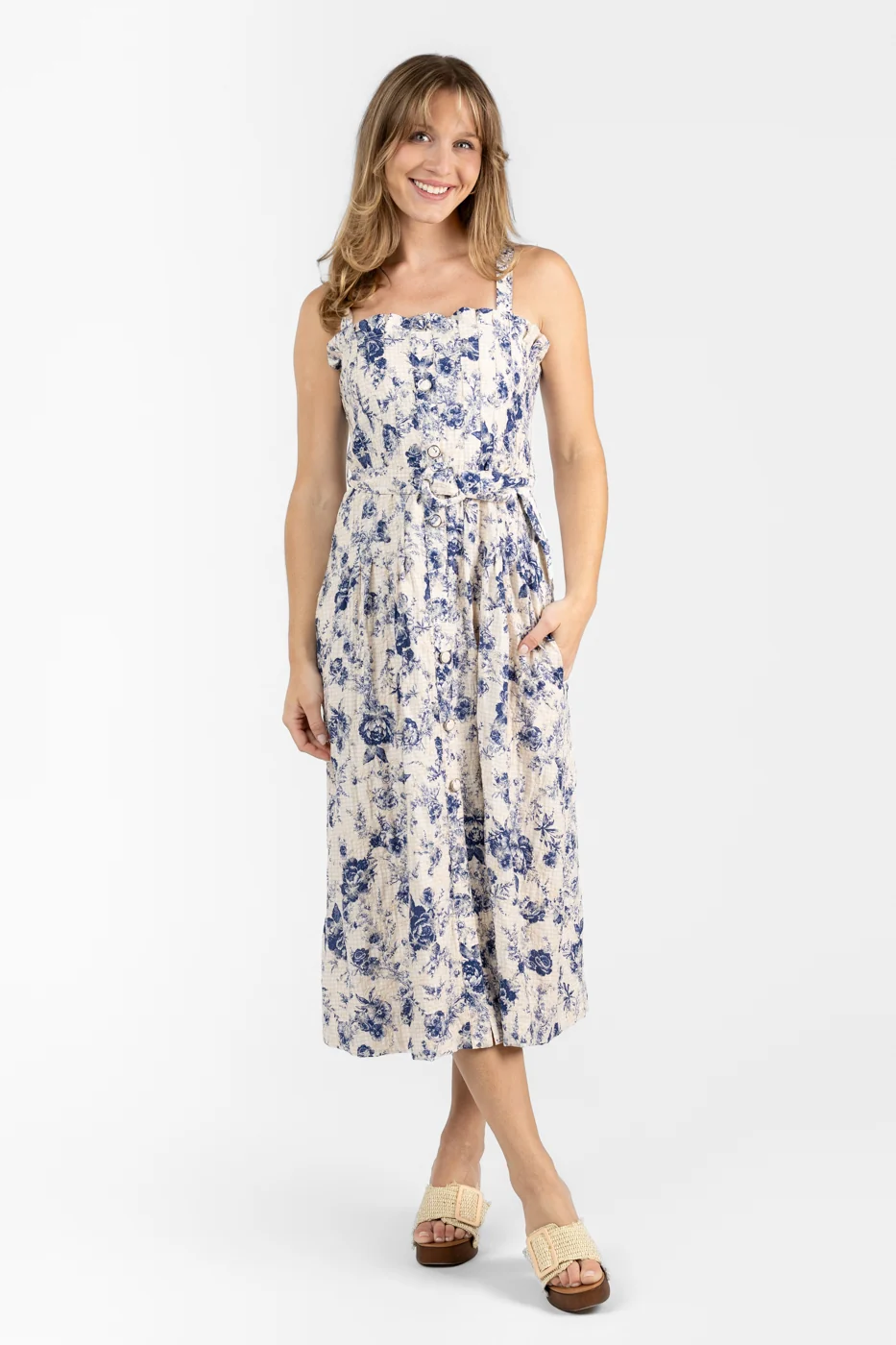 Navy Ivory Forest Print Dress