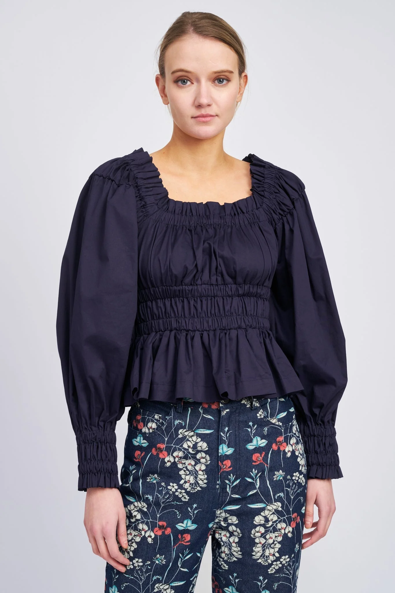 Navy Long Sleeve Alessia Blouse