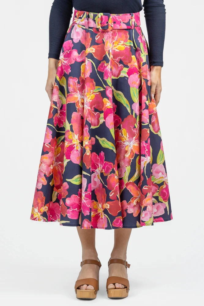 Navy Pink Multi Rye Skirt