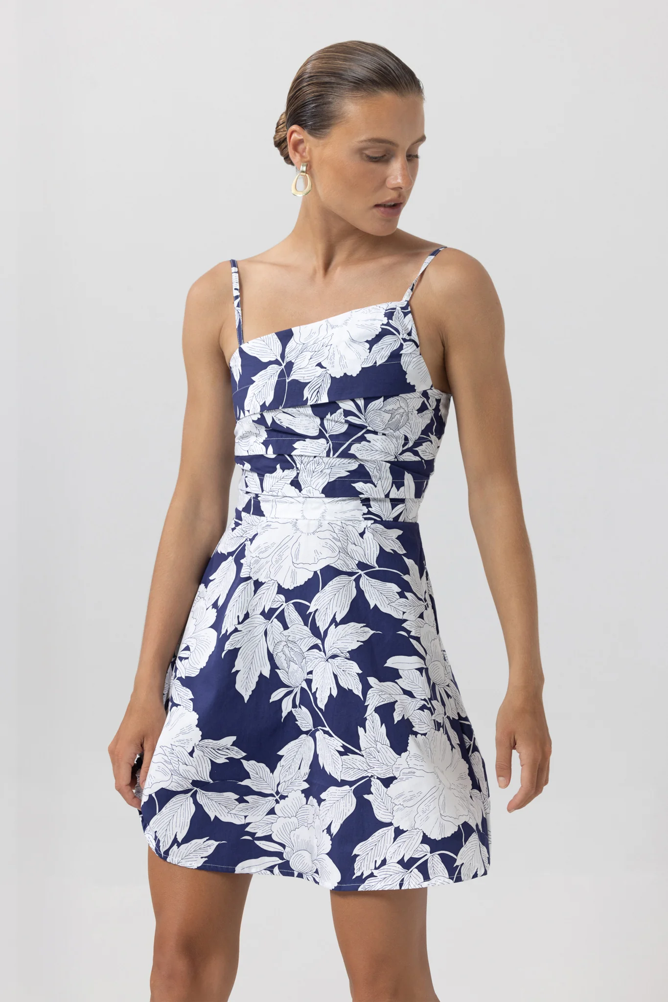 Navy Blue And White Rosa Floral Phillipa Dress