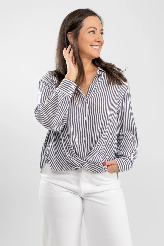 Navy Blue Striped Salma Shirt