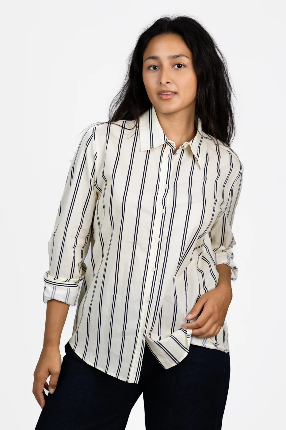 Navy Cobalt Stripe Gisele Shirt