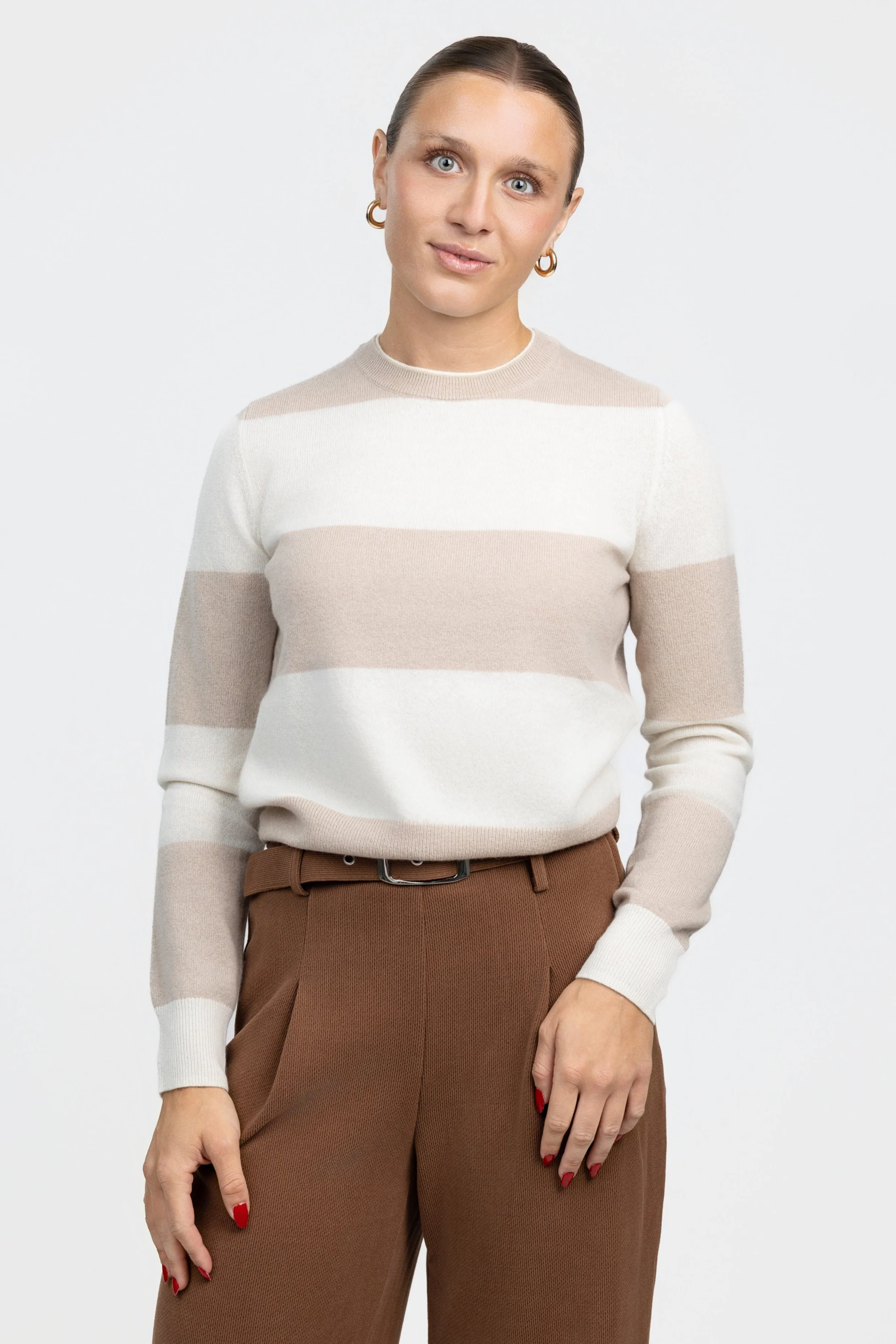Oatmeal Ecru Rugby Stripe Sweater