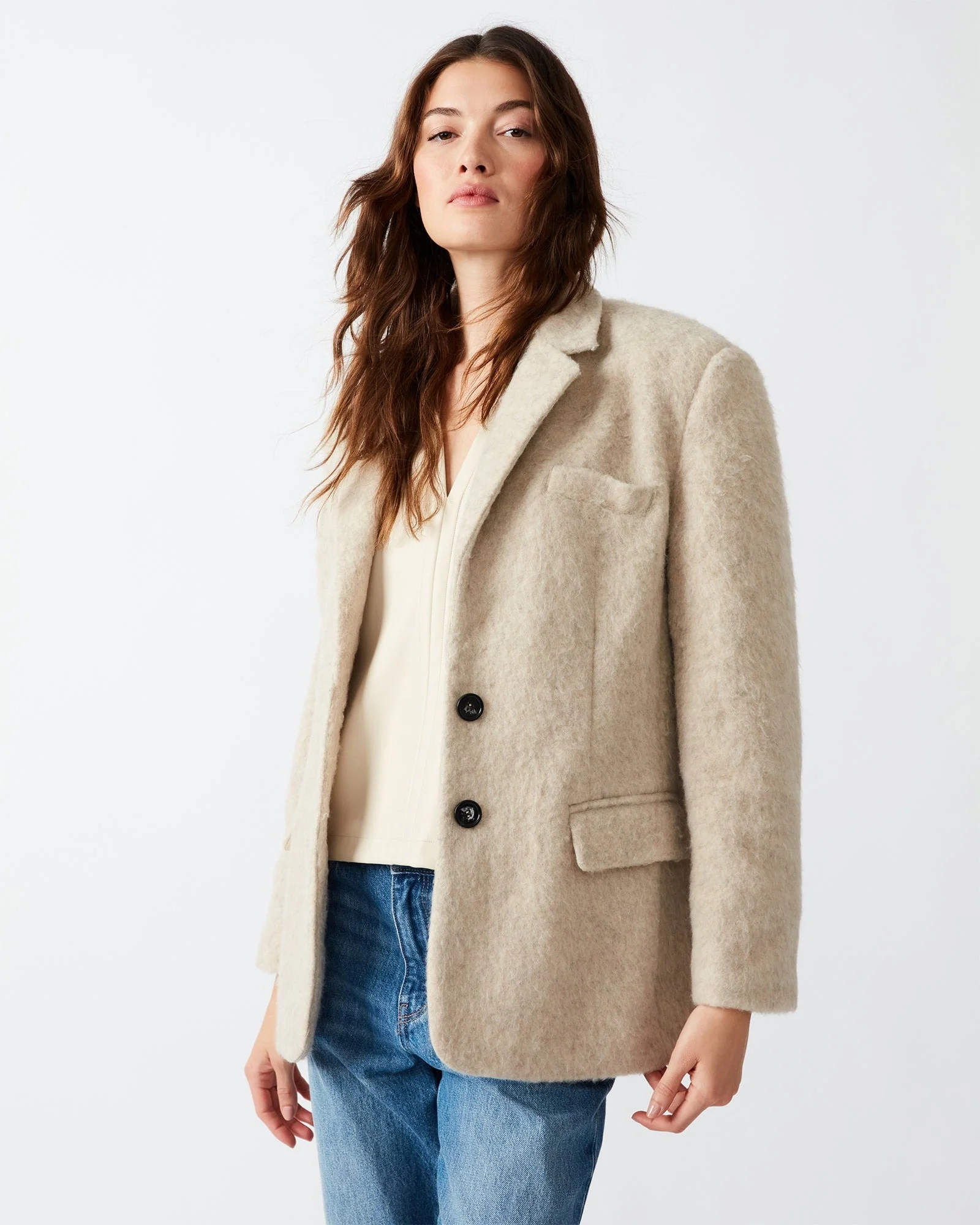 Oatmeal Wool Mix Nana Blazer Coat