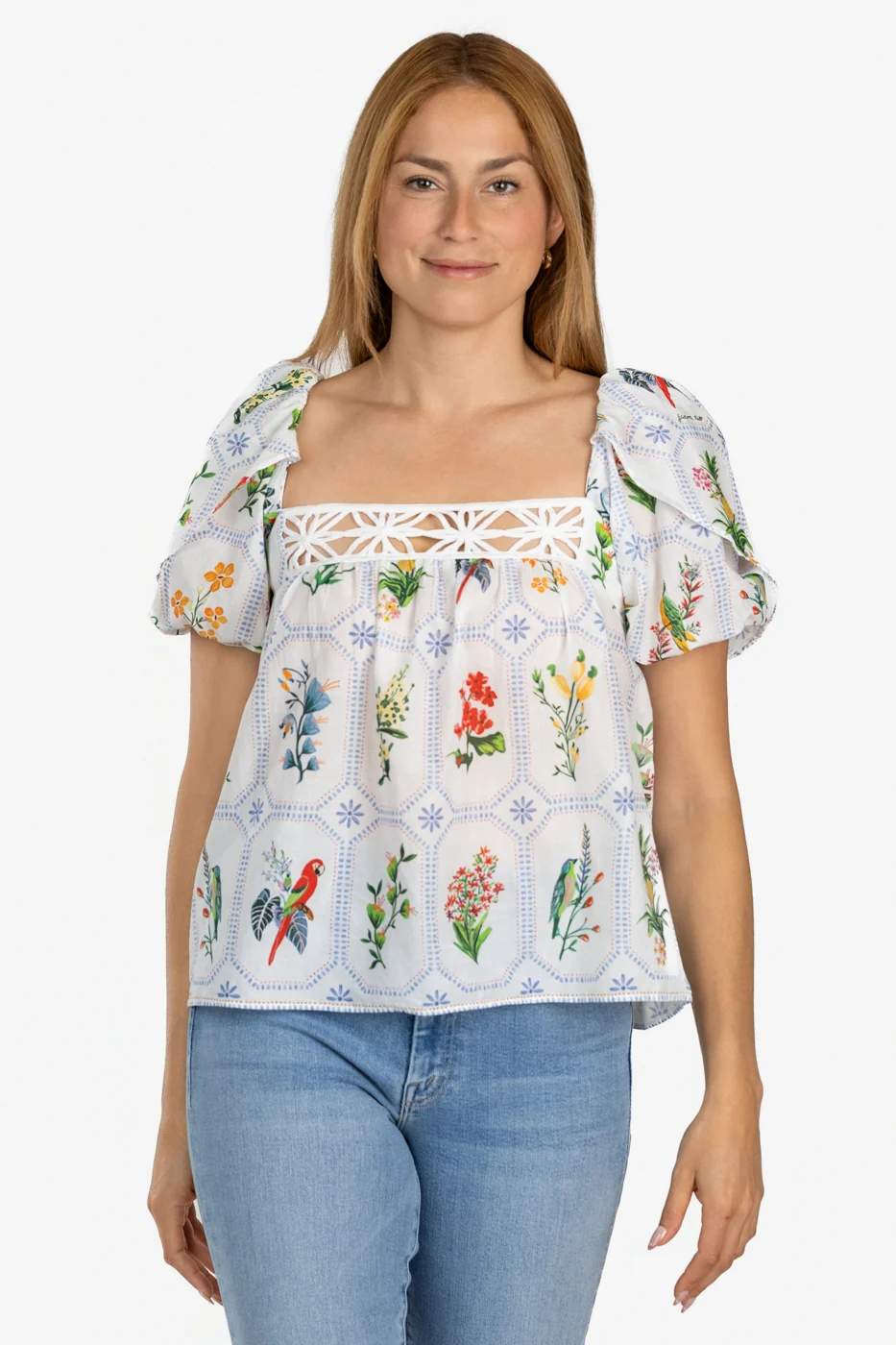 Off White Tropical Porcelain Blouse
