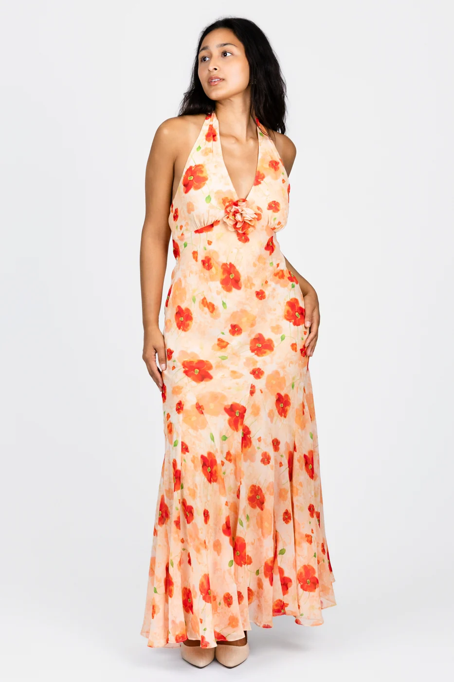 Orange Floral Yasmeen Dress