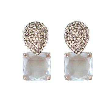 Clear Crystal Retro Pave Drop Earrings