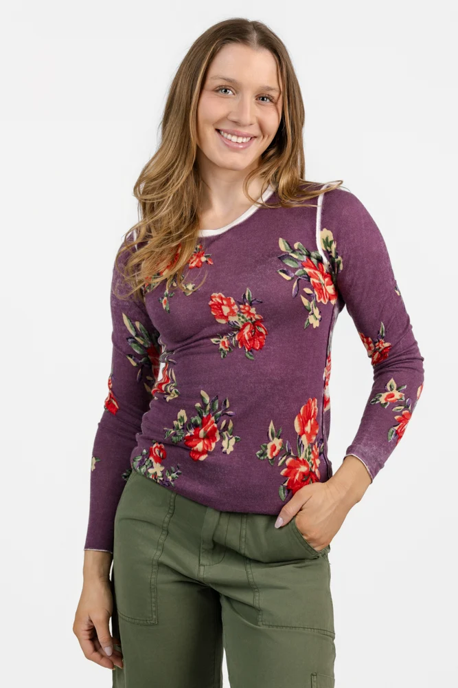 Purple Flower Sweater