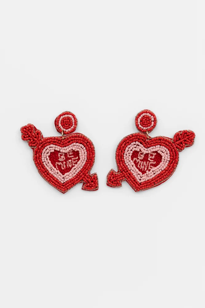 Red Valentines Day Heart Earrings